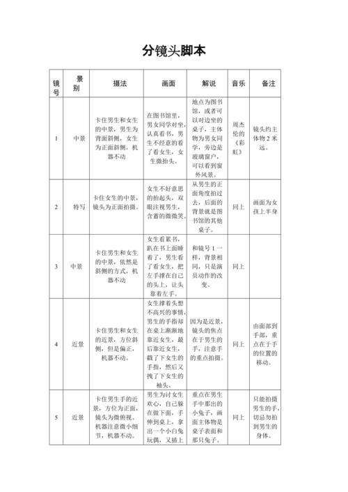 分镜头稿本范本