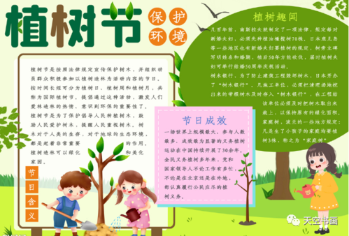 3.12植树节手抄报临摹模板及参考文案