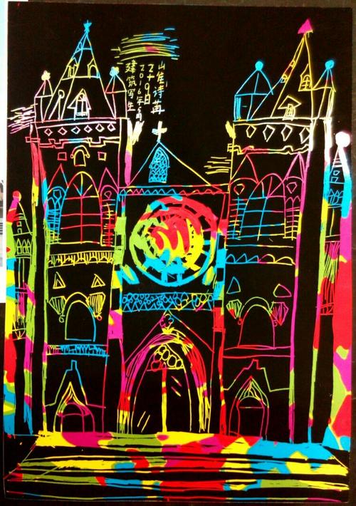 儿童国画周日上午班最新课程《刮刮画--国外建筑写生》2016.5.29