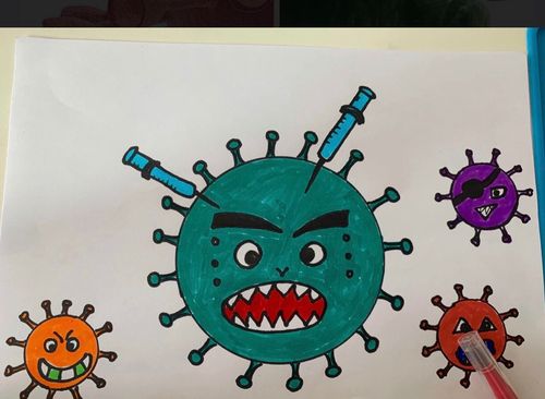 新型冠状病毒的绘画
