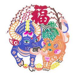 彩色剪纸 窗花玻璃贴 中国特色年画 传统民俗手工艺送礼品 牛年福到