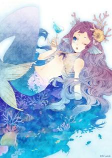 插画,素材,手绘,动漫,动漫美女,背景,萌妹子,壁纸,美人鱼