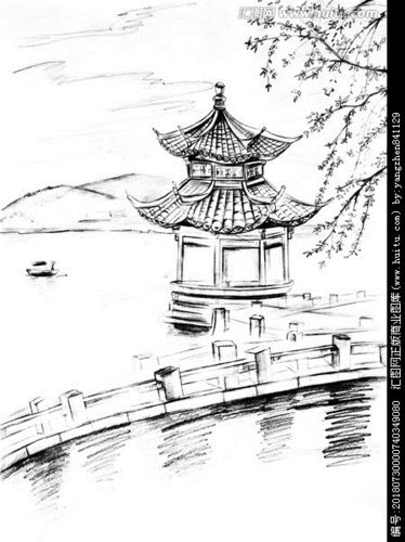 西湖公园简笔画 第1页 风景亭台楼阁风景素描西湖风光西湖美景