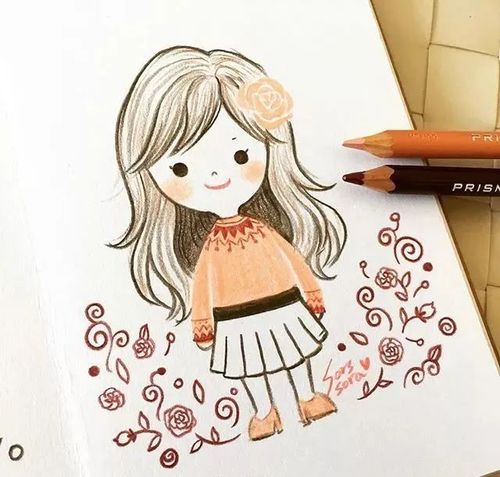 彩铅简笔画 | 小女孩~适合新手临摹,超可爱!