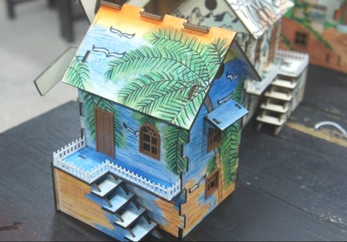 手工玩具屋学生竞赛器材 diy 中天模型缤纷童年涂装木屋建筑模型