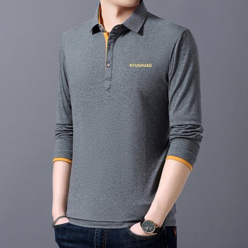 恒源祥正品秋冬男士上衣纯棉秋衣 加肥加大码长袖t恤男翻领宽松小