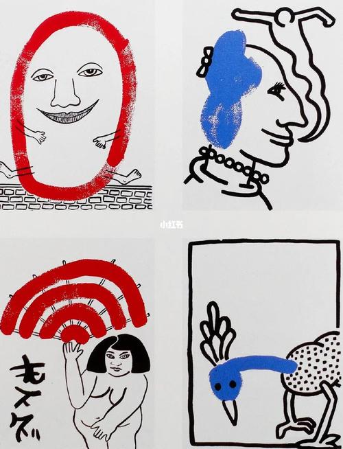 keith haring冷门作品:   红与蓝的故事_故事_keithharing_文化_绘画