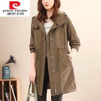 皮尔卡丹轻奢品牌女装棉风衣女中长款2021秋冬新款加绒加厚外套女士