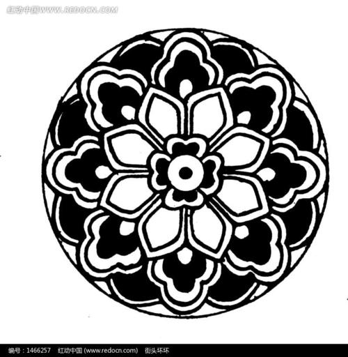 中国古典图案-花朵构成的圆形图案