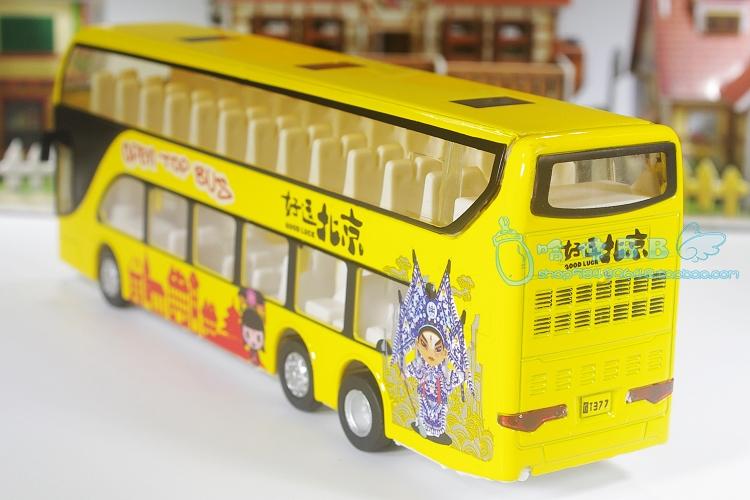 仿真北京双节公交巴士大客合金公共汽车模型声光合金回力儿童玩具