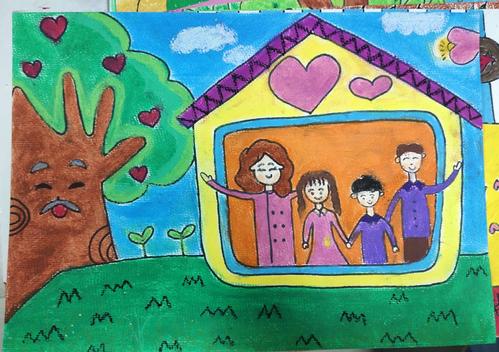 学前2007班美术作品《我爱我家》作品合集