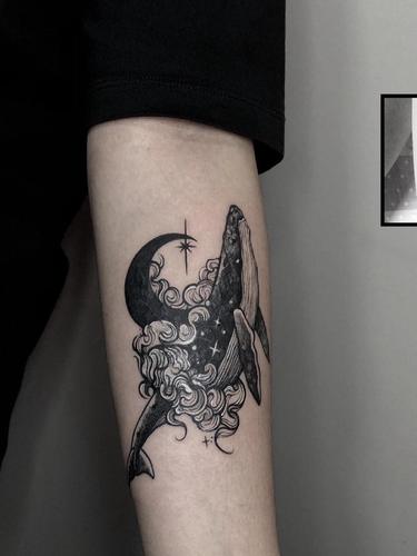 鲸鱼_纹身图案手稿图片_你爸的纹身作品集