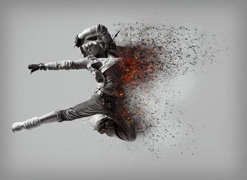 人物照片燃烧灰飞烟灭粒子消散特效ps动作