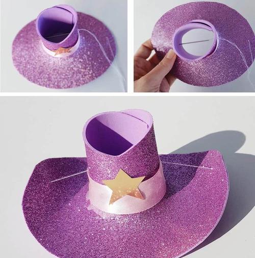 亲子手工:用海绵纸自制小礼帽_帽子