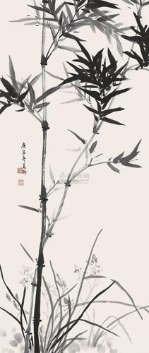 1611 庚子(1960年)作 兰竹图 立轴 水墨纸本