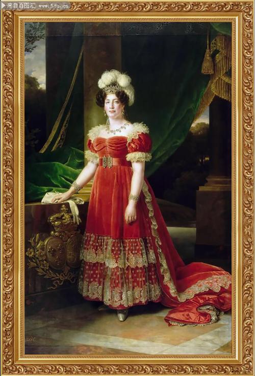 红衣贵妇人外国人物装饰油画图片-原创设计素材交易