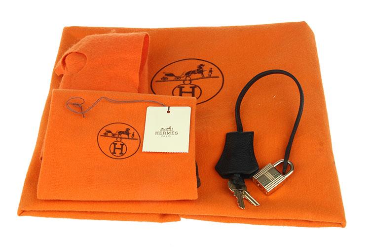 hermes(爱马仕) 黑色金扣皮质手提包