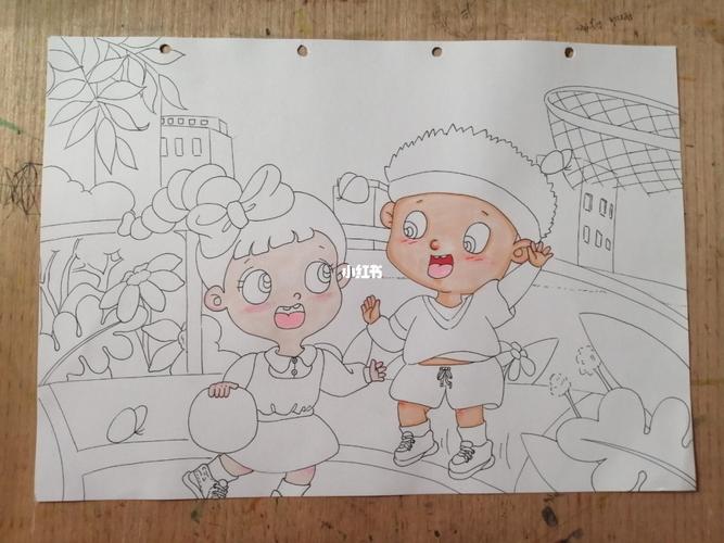 儿童画《打篮球》_儿童画_篮球_临摹_绘画_马克笔_文化_绘画