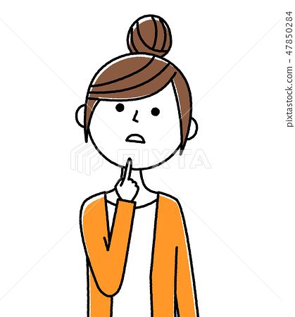 插图素材: 一位年轻女子认为妈妈