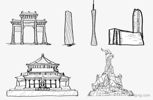 3png首页 免抠元素 动植人物 广州著名地标建筑手绘 广州著名地标建筑