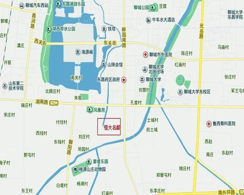 聊城恒大名都楼盘位置及周边高清实景地图_配套地图_济南新浪乐居