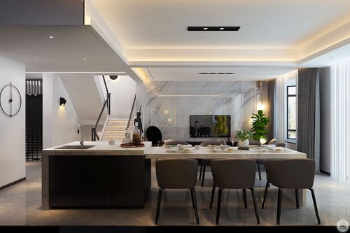 餐厅融合了入户端景,吧台,餐桌,烘焙,西点料理多功能为一体,丰富的