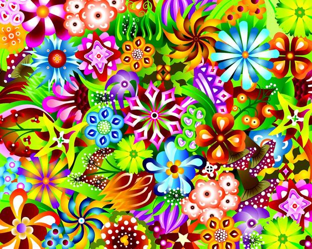 彩色卡通花朵背景模板