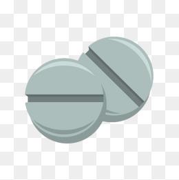 手绘扁平圆形药片