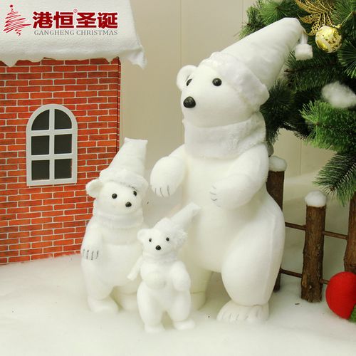 白色植绒圣诞雪人麋鹿小熊雪景布置装饰摆设品 港恒圣诞节装饰品