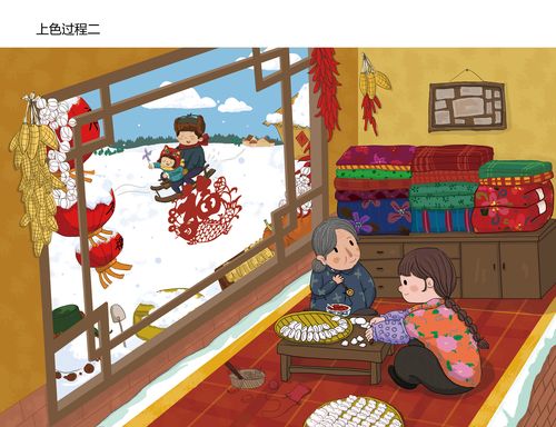东北过年插画场景