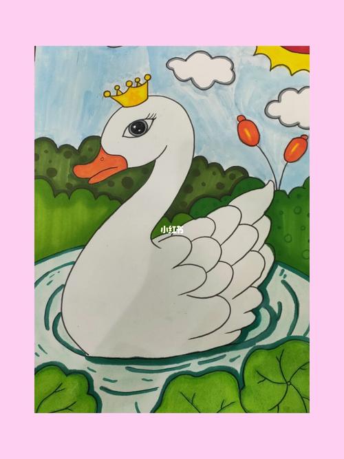 鹅鹅鹅,大白鹅与白天鹅_创意美术_临摹_少儿创意美术_文化_绘画