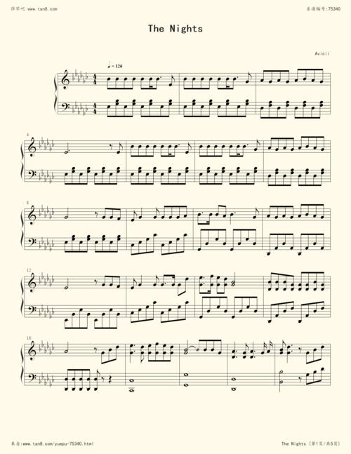 钢琴谱:the nights