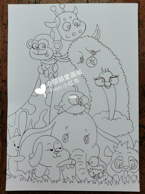儿童画|【动物总动员】|附线稿图|马卡龙色