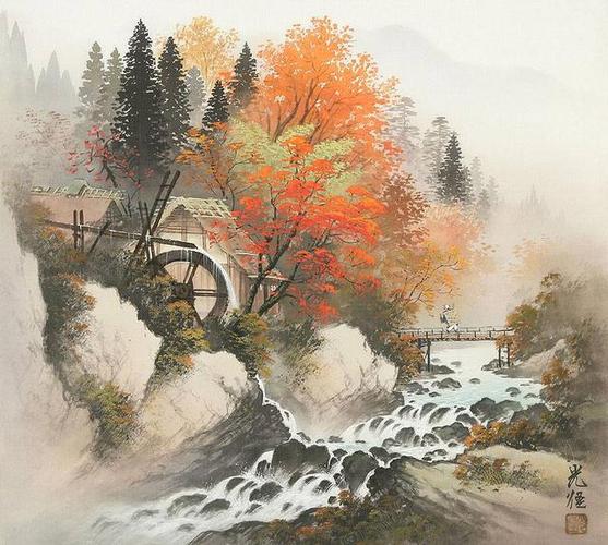 水彩画:日本艺术家小岛光径( koukei kojima )山水画