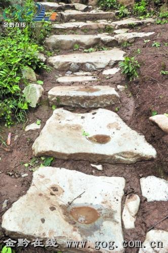 古盐道上的马蹄印和杵拐印仍清晰可见 摄于大方县境内