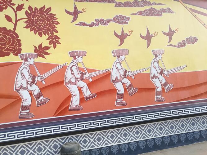 苗族文化苗族墙体彩绘墙画墙绘云南锦泰苗族墙体彩绘