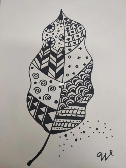 线描《叶子》_线描_黑白线描_文化_绘画