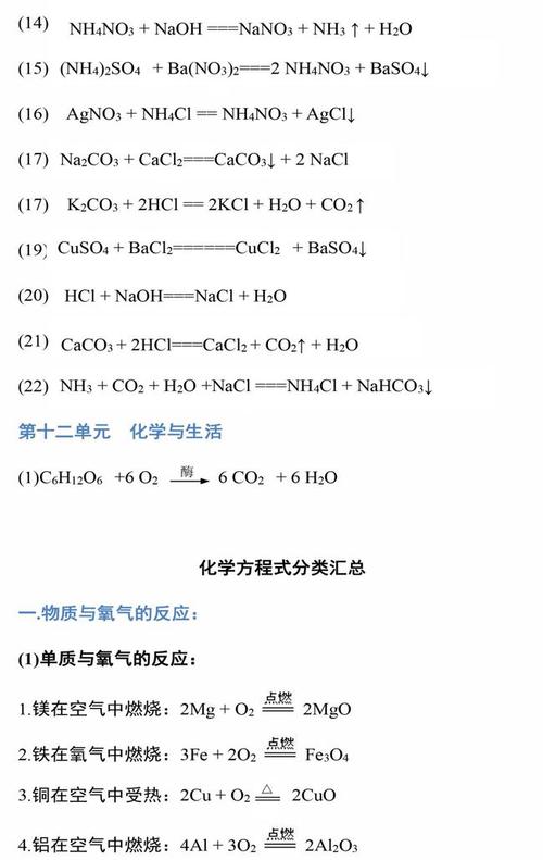 九年级化学超全化学方程式归纳总结,新学期预习必备!