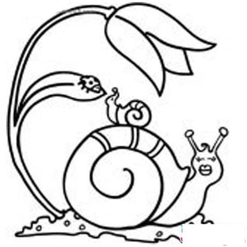 可爱的儿童简笔画:大蜗牛与小蜗牛