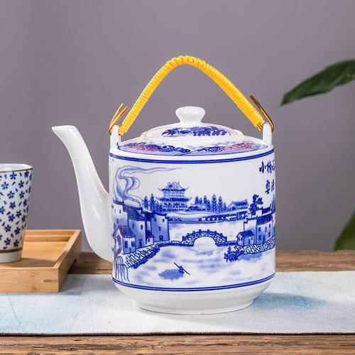 凉水壶陶瓷茶壶大号大容量青花瓷冷水壶泡茶壶过滤水壶家用茶壶简约