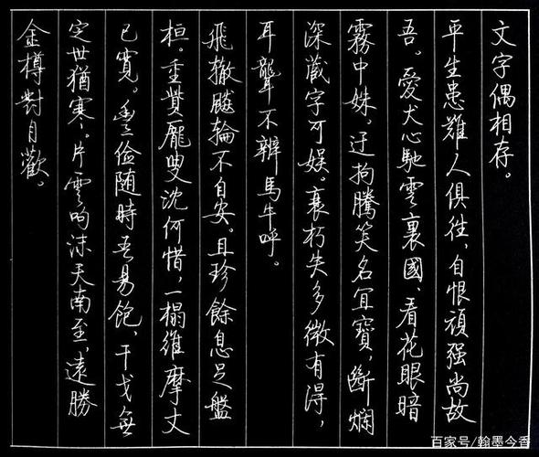 启功体硬笔书法