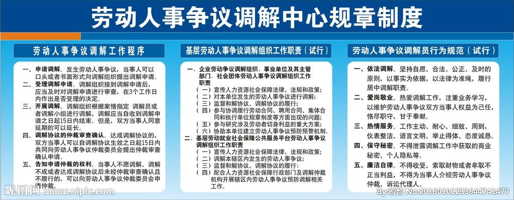 劳动人事争议调解中心规章制度图片