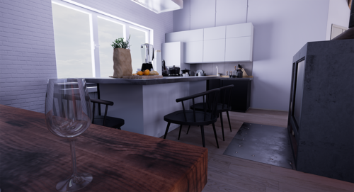 使用ue4制作的室内效果,完全参照效果图,用max进行建模.