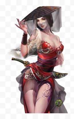 带着斗笠性感动漫女孩