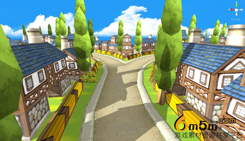 unity卡通村庄小路one way road 03 - village road 1
