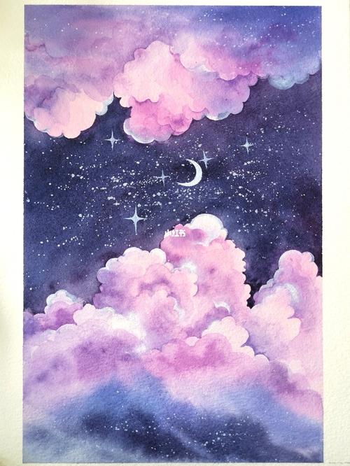 水彩画天空彩云_水彩画_水彩_文化_绘画