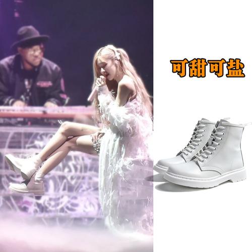 rose朴彩英blackpink同款鞋炸街瘦lisa白色马丁靴女短靴子马j真皮