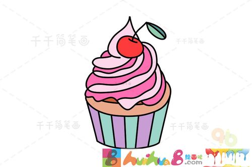 蛋糕怎么画简单又好看,好看彩色的蛋糕简笔画,蛋糕简笔画涂色,食物简