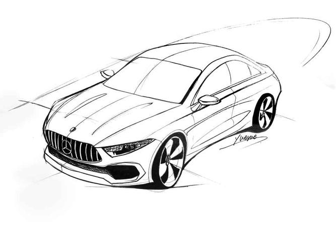 "画"里有话 手绘奔驰a级概念车