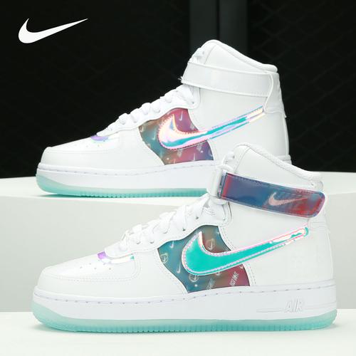 nike耐克正品airforce1af1白镭射电玩像素女子空军板鞋dc2111